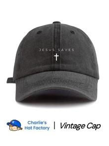 Dealstrict 1 Pc JESUS SAVES Print Washed Baseball Cap, Classic Casual Stylish Vintage Soft Sweatband Adjustable Size Lightweight - JESUS SAVES - View 5