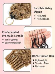 Boho Braids Miracle Knots Crochet Human Hair In 100% Remy Burmese Curl Feather Line Crochet Hair Braids Salon Silky Seamless Invisible Solid Color 27# Honey Blonde Feather Crochet Human Hair Braiding For Women Micro Pre Looped Burmese Curly Extensions - S27# - View 4