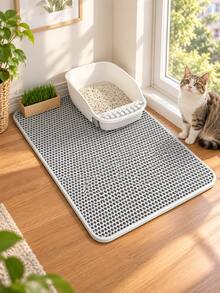 1Pc Random Color Extra Large Double Layer Cat Litter Trapping Mat, Non-Slip Washable Scratch Resistant Litter Filter Pad, Easy To Scoop Out From Litter Box, Use Near Trash Can, Toilet, Foot Mat & Cat Bed - Multicolor - View 8