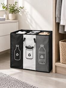 Haus Hana 1pc Large Capacity Dirty Clothes Basket, Oxford Cloth Portable Foldable Miscellaneous Storage Bag, Waterproof Hand-Held Laundry Basket, Clothing Storage Bag With Aluminum Ring Handle, Cubic Multi Compartment Hand-Held Clothing Bag, Essential For Home - Multicolor - View 2