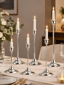 6PCS Gold Metal Trumpet Vase Candle Holder Set, Wedding Table Centerpiece Decor For Banquet Reception Party Dining Table Ornament - multicolor - View 9