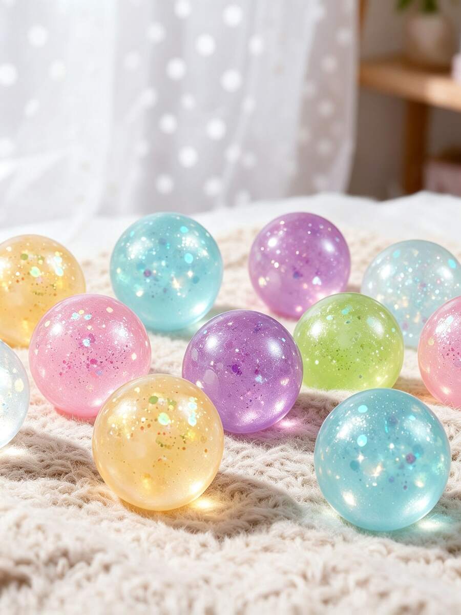 MINKOJA 1/3/6PCS Transparent Crystal Squeeze Toys, Slow Rising Glitter Gel Balls, Stretchable Squeeze Balls For Classroom Reward Party Gift Filling, Slow Rising Sensory Toys, Birthday Gifts, Random Colors - Multicolor - View 1