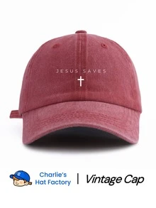 Dealstrict 1 Pc JESUS SAVES Print Washed Baseball Cap, Classic Casual Stylish Vintage Soft Sweatband Adjustable Size Lightweight - JESUS SAVES - View 6