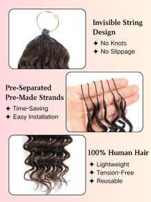 Boho Braids Miracle Knots Crochet Human Hair In 100% Remy Feather Line Crochet Hair Braids Salon Silky Seamless Invisible Solid Color 2# Dark Brown Chocolate Color Feather Crochet Human Hair Braiding For Women Micro Pre Looped Deep Wave Virgin Hair Extensions - S2# - View 4