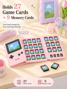 Joivida 1pc Retro Handheld Game Console Style Game Card Holder, Portable Game Cartridge Storage Case With Multi Slots, Cute Card Organizer For Console Game Cards, Memory Cards, Travel, Desk Display, Daily Use & Gift - View 6