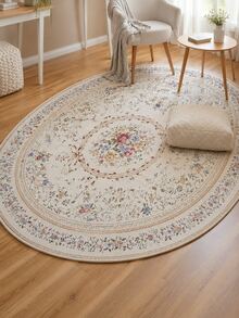 1pc Luxury European Oval Rug - Soft, Plush Floral Pattern, Oval Floral Rug, Decorative Carpet, Bedroom Decor, Small Rug, Carpet, Home Decor, Living Room Rug, Living Room Small Rug, Bedroom Rug, Living Room Home Decor, Outdoor Rug - A - View 18