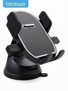 Teckwe Universal Gravity Car Phone Holder With Strong Suction Cup Base, Adjustable Dashboard Mount, One-Hand Operation And Anti-Slip Clamp For Smartphones - Black - View 2