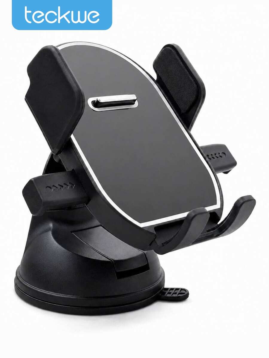 Teckwe Universal Gravity Car Phone Holder With Strong Suction Cup Base, Adjustable Dashboard Mount, One-Hand Operation And Anti-Slip Clamp For Smartphones