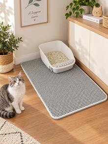 1Pc Random Color Extra Large Double Layer Cat Litter Trapping Mat, Non-Slip Washable Scratch Resistant Litter Filter Pad, Easy To Scoop Out From Litter Box, Use Near Trash Can, Toilet, Foot Mat & Cat Bed - Multicolor - View 9