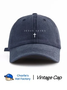 Dealstrict 1 Pc JESUS SAVES Print Washed Baseball Cap, Classic Casual Stylish Vintage Soft Sweatband Adjustable Size Lightweight - JESUS SAVES - View 4