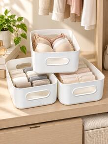 3/6pcs Multifunctional Storage Box - Suitable For Cosmetics, Snacks, Etc. -Durable Plastic Storage Racks For Kitchen, Bathroom, And Dormitory Bedroom Vanity Storage - White - View 8