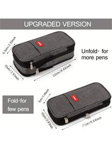 1pc Large Capacity Retractable Pencil Case Pen Bag Portable Durable Lightweight Multi-Compartment Zipper Storage Pouch For Student School Office Travel Stationery Organizer Gift - Single Piece - View 3