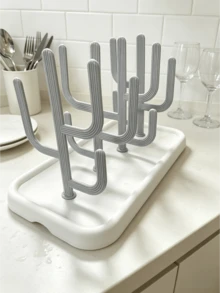 1PC Creative Cactus Cup Drying Rack Kitchen Bottle Drainer Plastic Storage Holder For Baby Milk Bottles Home Organizer Countertop Shelf - Multicolor - View 2