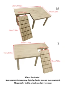 1 Set Solid Wood 2-Tier Platform Table With Climbing Ladder, Suitable For Hamsters, Guinea Pigs, Teddy Bear Hamsters Climbing Stairs, Hideout And Landscape Platform, Suitable For Small Pets, All Seasons - Apricot - View 3