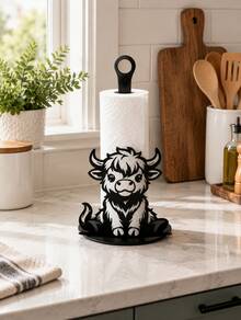 Exquisite Shovel-Shaped Paper Towel Holder, Black Wrought Iron Kitchen Decoration, This Paper Towel Roll Holder Requires No Installation And Is Suitable For Country-Style Home Decor Such As Dining Tables And Bedrooms. Durable Design. - 4 cattle - View 2