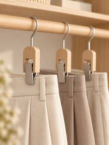 Cirelle 1pc Wood‑Trim Multi‑Style Hanger Hooks, Multipurpose Closet Organizer Clips Rings S‑Hooks, Wardrobe Storage Accessory For Hats Scarves Bags Socks Pants, Home Bedroom Closet Organization Supplies, Space‑Saving Wardrobe Hanging Helper - default - View 8