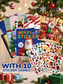MINKOJA 1pc Christmas Sticker Set, Includes 10 Matching Game Sheets, DIY Stickers, Santa Claus & Snowman Handmade Art Puzzle Sticker Toys, Holiday Party Prizes, Christmas Stocking Stuffer Gifts - Multicolor - View 5