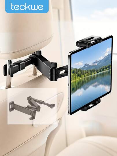 Teckwe Soporte telescópico ajustable para reposacabezas trasero del coche para tableta, ordenador y teléfono móvil, soporte creativo perezoso para coche
