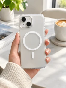 Ultra‑Thin Matte Frosted Magnetic PC Hard Phone Case, Slim Fit Protective Cover For 14‑17 Series Smartphones - transparent white - View 9