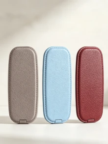 Foldable Phone Mirror Stand, Adhesive Back Sticker Phone Kickstand With Clear Makeup Mirror, Ultra Thin PU Leather Phone Grip Holder, Slim Multi-Angle Desktop Stand, Universal Compatible With Iphone Android, 8 Colors Travel Accessory - B - View 7