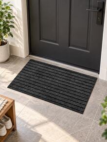 1PC Cuttable Non-Slip Entrance Doormat, Shoe Scraper Rug For Front Door Kitchen Hallway Home Decor - Gray Stripes - View 3
