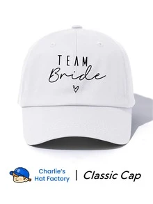 Dealstrict 1pc Bride Team Print 6-Panel Baseball Cap - Women's Wedding Party Gift Hat - Classic Soft Top Fashion Cap For Bachelorette Party - bride - View 9