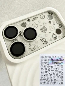 1pc Creative DIY Graffiti Puppy Flower Bone Mirror Protective Film Sticker, Suitable For 11 Pro/12 Pro/13 Pro/14 Pro/15 Pro/16 Pro/17 Pro Phone Lens Film And Phone Case - Multicolor - View 1
