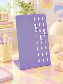 Joivida 1 Buah/1 Set Rak Display Pegboard Meja, Desain Berongga Logam Matte, Fungsi Magnetik, Menampung Foto, Catatan, Lencana & Aksesoris Kecil, Pengatur Meja Dekoratif, Ideal Untuk Pelajar, Pekerja Kantoran, Asrama, Kamar Tidur & Dekorasi Ruang Kerja - Beraneka warna - View 11