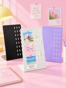 Joivida 1 Buah/1 Set Rak Display Pegboard Meja, Desain Berongga Logam Matte, Fungsi Magnetik, Menampung Foto, Catatan, Lencana & Aksesoris Kecil, Pengatur Meja Dekoratif, Ideal Untuk Pelajar, Pekerja Kantoran, Asrama, Kamar Tidur & Dekorasi Ruang Kerja - Beraneka warna - View 5