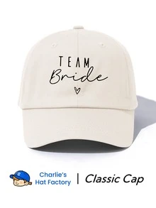 Dealstrict 1pc Bride Team Print 6-Panel Baseball Cap - Women's Wedding Party Gift Hat - Classic Soft Top Fashion Cap For Bachelorette Party - bride - View 6