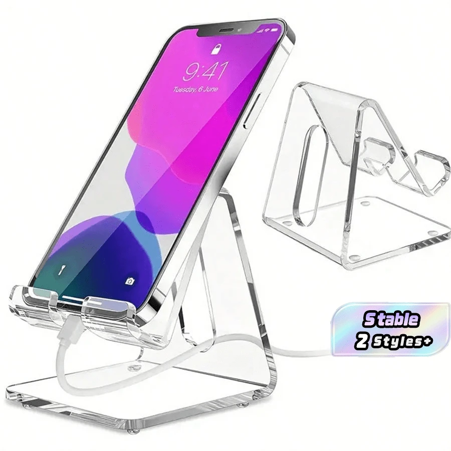 Acrylic Phone Holder, Transparent Phone Holder, All Smartphones 4-8 Inches, Desk, Office Supplies Accessories. Back To School - Transparent - View 1