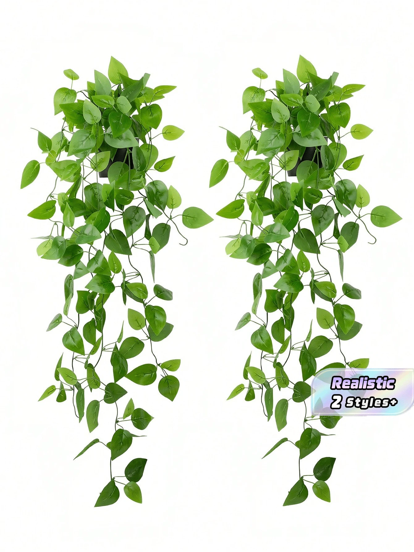 1/2pcs Artificial Hanging Plants With Pots, Wall Hanging Shelf Decor, Suitable For Indoor, Outdoor, Living Room Shelf Decoration, Home Decor, Room Decor, Garden Decoration, Wall Decoration - Green Ivy a - View 1