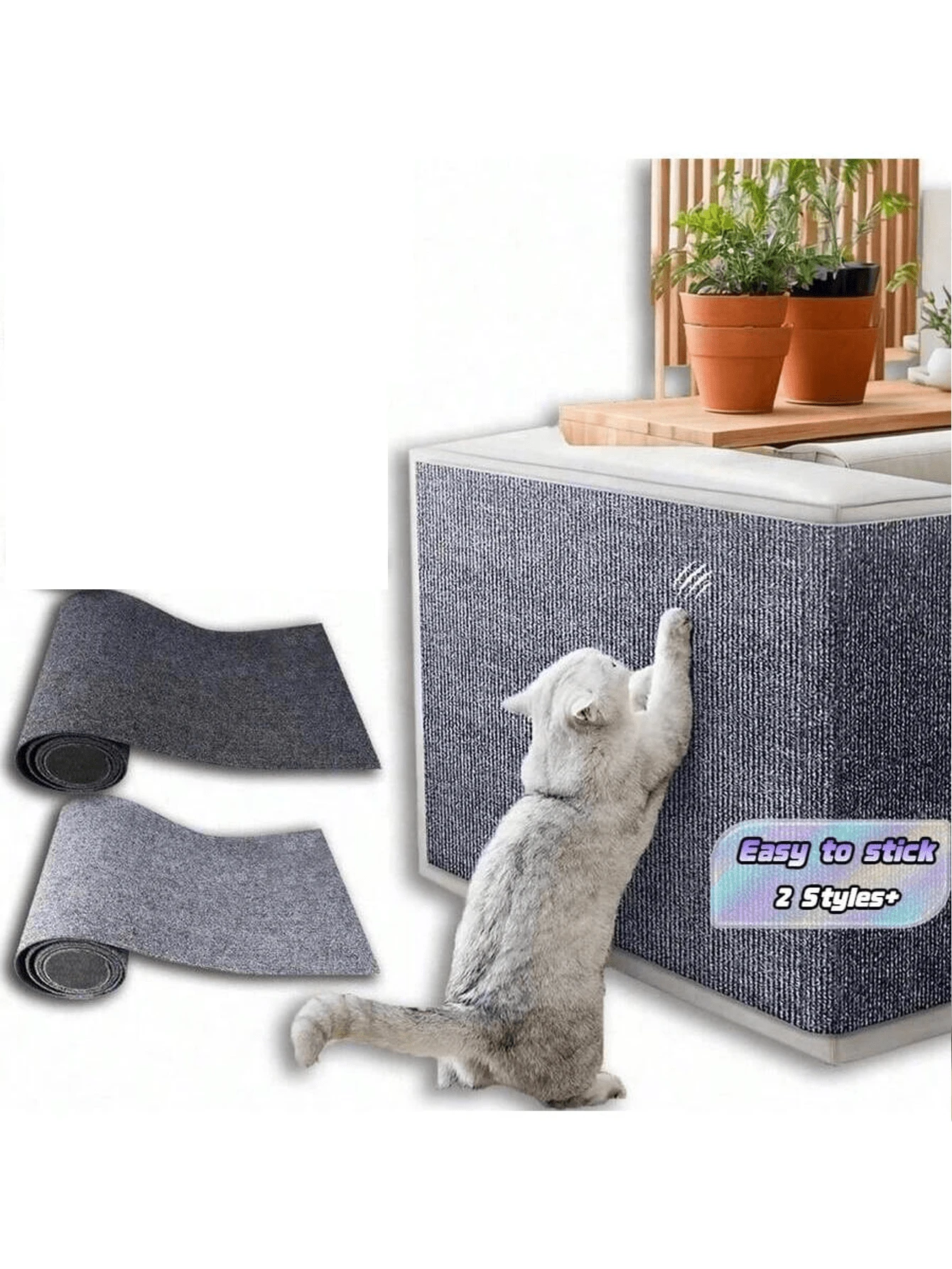 Cat Scratch Mat Cat Scratch Board Self-Adhesive Cat Carpet Trimmable Cats Scratch Board Prevent Cat Scratch Sofa Furniture Protector For Living Room Bedroom Sofa Wall Cat Owner Cat Exercise And Rest Promote Scratching Habits Valentine'S Day - Multicolor - View 1