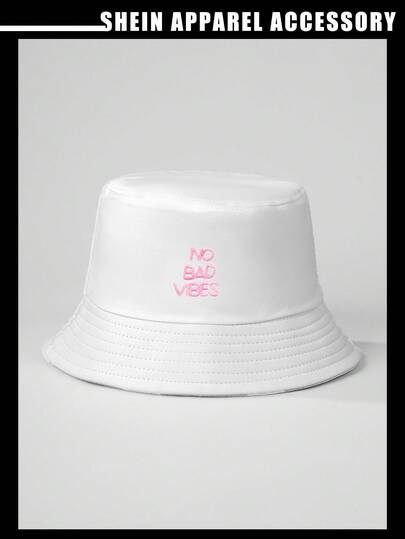 Dealstrict 1Pc Unisex Embroidered Letter "NO BAD VIBES" Bucket Hat, Sun Protection Breathable New Versatile Bucket Hat For Outdoor Casual Sun‑Shading