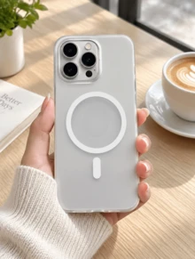 Ultra‑Thin Matte Frosted Magnetic PC Hard Phone Case, Slim Fit Protective Cover For 14‑17 Series Smartphones - transparent white - View 8