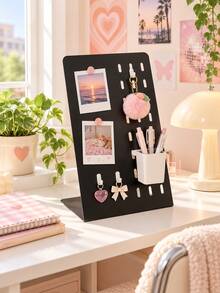 Joivida 1 Buah/1 Set Rak Display Pegboard Meja, Desain Berongga Logam Matte, Fungsi Magnetik, Menampung Foto, Catatan, Lencana & Aksesoris Kecil, Pengatur Meja Dekoratif, Ideal Untuk Pelajar, Pekerja Kantoran, Asrama, Kamar Tidur & Dekorasi Ruang Kerja - Beraneka warna - View 8