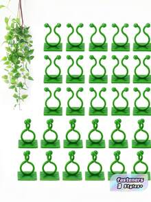攀爬植物夾套組，牆面植物夾，攀爬植物支撐夾，藤蔓植物掛鉤，綠色植物藤蔓夾，牆面植物支撐夾，綠樹藤蔓固定夾，攀爬掛鉤，綠色無縫環狀植物固定裝置 - 彩色 - 查看 1