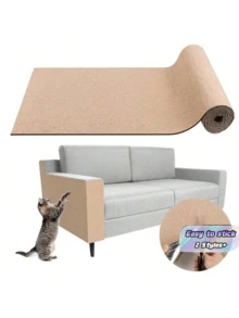 Cat Scratch Mat, Self-Adhesive Trimmable Carpet, Cat Scratch Post Carpet, Furniture Protector Against Scratching - Khaki - View 1