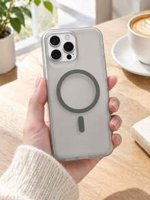 Ultra‑Thin Matte Frosted Magnetic PC Hard Phone Case, Slim Fit Protective Cover For 14-17 Series Smartphones - transparent ash - View 2