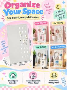 Joivida 1 Buah/1 Set Rak Display Pegboard Meja, Desain Berongga Logam Matte, Fungsi Magnetik, Menampung Foto, Catatan, Lencana & Aksesoris Kecil, Pengatur Meja Dekoratif, Ideal Untuk Pelajar, Pekerja Kantoran, Asrama, Kamar Tidur & Dekorasi Ruang Kerja - Beraneka warna - View 13