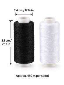 8/12PCS Black & White Polyester Sewing Thread Spools, Sturdy Thread For Hand‑Sewing And Sewing Machine - Multicolor - View 2