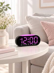 1 chiếc đồng hồ báo thức kỹ thuật số LED đa năng hiển thị ngày tháng, nhiệt độ, DST, điều chỉnh độ sáng, 2 nguồn cấp điện, phù hợp cho phòng khách và bàn làm việc văn phòng (không kèm pin) - Nhiều màu - Xem 5