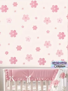 4PCS Boho Floral Wall Stickers Pink Flower Pattern Reusable Self Adhesive PVC Decals For Window Living Room Bedroom Hotel Cafe Smooth Surface Seasonal Decor Home Room Wall Decoration - Pink - View 1