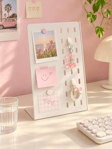 Joivida 1 Buah/1 Set Rak Display Pegboard Meja, Desain Berongga Logam Matte, Fungsi Magnetik, Menampung Foto, Catatan, Lencana & Aksesoris Kecil, Pengatur Meja Dekoratif, Ideal Untuk Pelajar, Pekerja Kantoran, Asrama, Kamar Tidur & Dekorasi Ruang Kerja - Beraneka warna - View 7