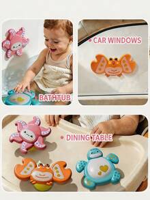 Baby Suction Cup Spinning Toy, Ocean Animal Sensory Spinning Toy, Educational Rattling Grasping Toy, Baby Bath Toy, Rotating Fingertip Gyroscope Toys - Multicolor - View 5
