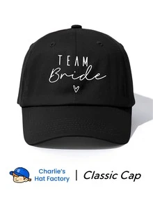 Dealstrict 1pc Bride Team Print 6-Panel Baseball Cap - Women's Wedding Party Gift Hat - Classic Soft Top Fashion Cap For Bachelorette Party - bride - View 11