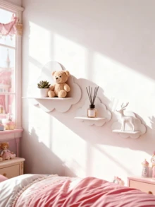 1/3pcs Nordic Style Cloud-Shaped Wall Shelf, Room Decor Storage Rack, Cute Floating Ledge - pink 1pc - View 4