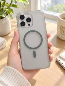 Ultra‑Thin Matte Frosted Magnetic PC Hard Phone Case, Slim Fit Protective Cover For 14-17 Series Smartphones - transparent ash - View 8