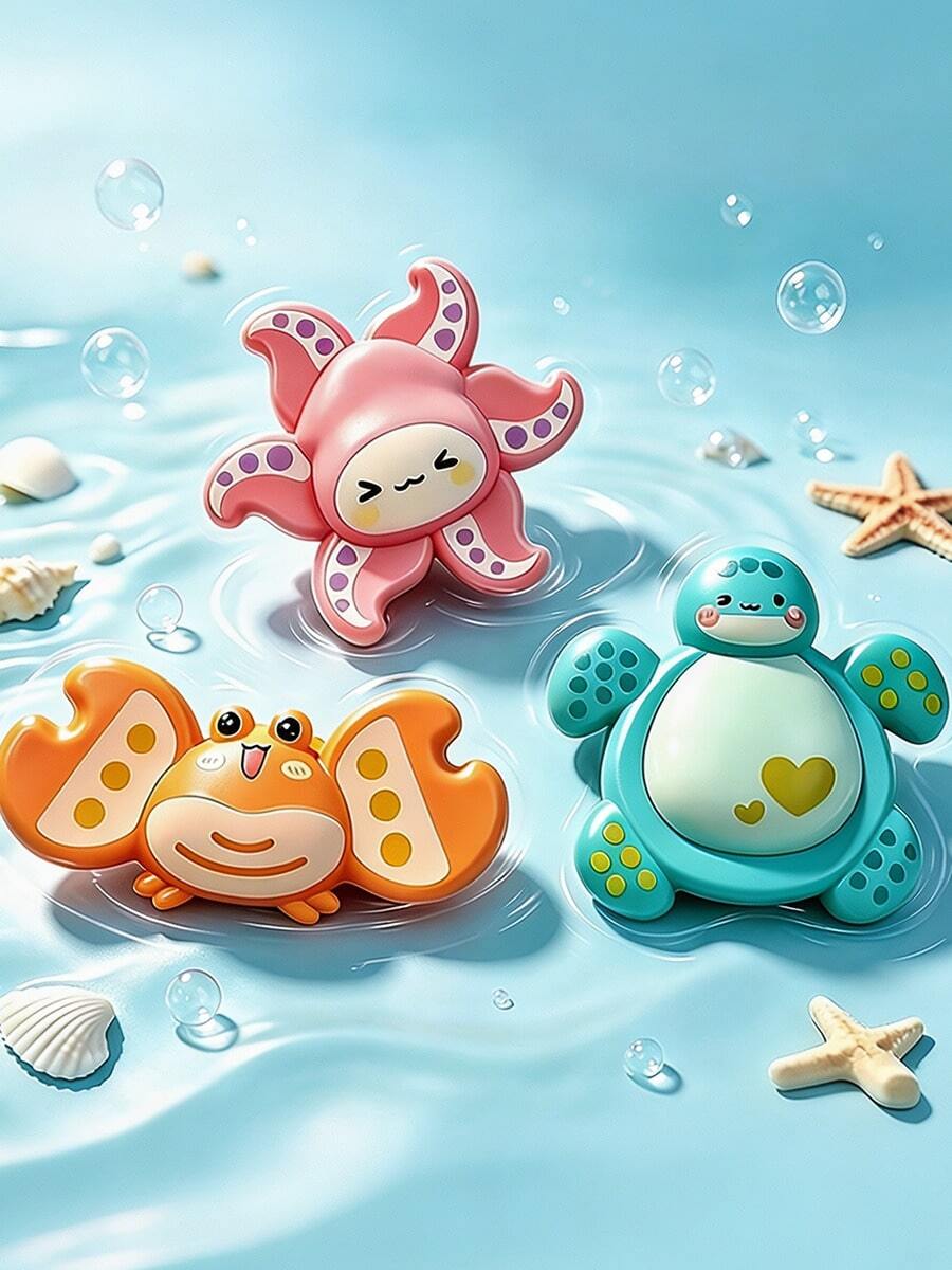 Baby Suction Cup Spinning Toy, Ocean Animal Sensory Spinning Toy, Educational Rattling Grasping Toy, Baby Bath Toy, Rotating Fingertip Gyroscope Toys - Multicolor - View 1