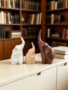 Family Elephant Figurine Set, Minimalist Abstract Elephant Statue, Lucky Elephant Tabletop Ornament For Home Wedding Decor - multicolor - View 7